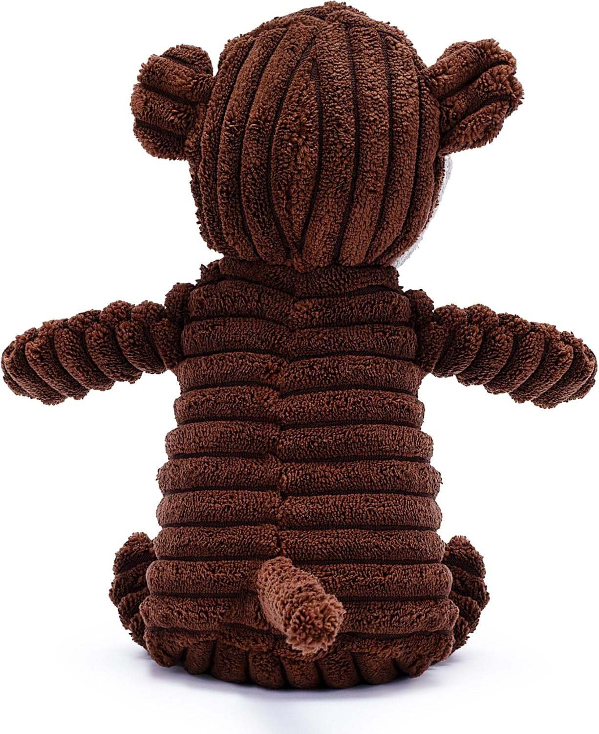 Brown Monkey Plush Dog Toy with Squeaker – Soft, Ribbed Fabric for Chewing and Interactive Play. a Great Choice for Small, Medium, or Large Dogs Playtime with Squeaky Toys