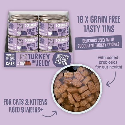 Scrumbles Natural Wet Cat Food, Turkey in Jelly 18X 80G