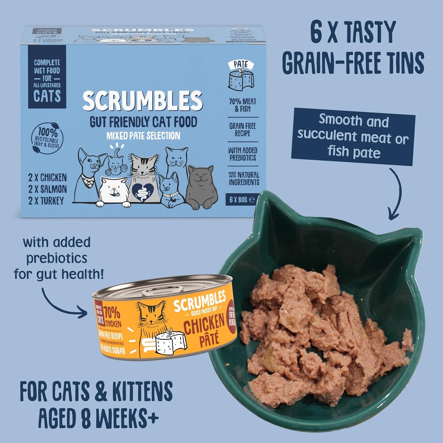 Scrumbles Wet Cat Pate Classic Selection 6 X 80G