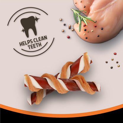 Medium Trio Sticks for Dogs - Made with Chicken, Grain Free Chews, High Protein Dog Treats, by Pets Unlimited (3Pc, 90G)