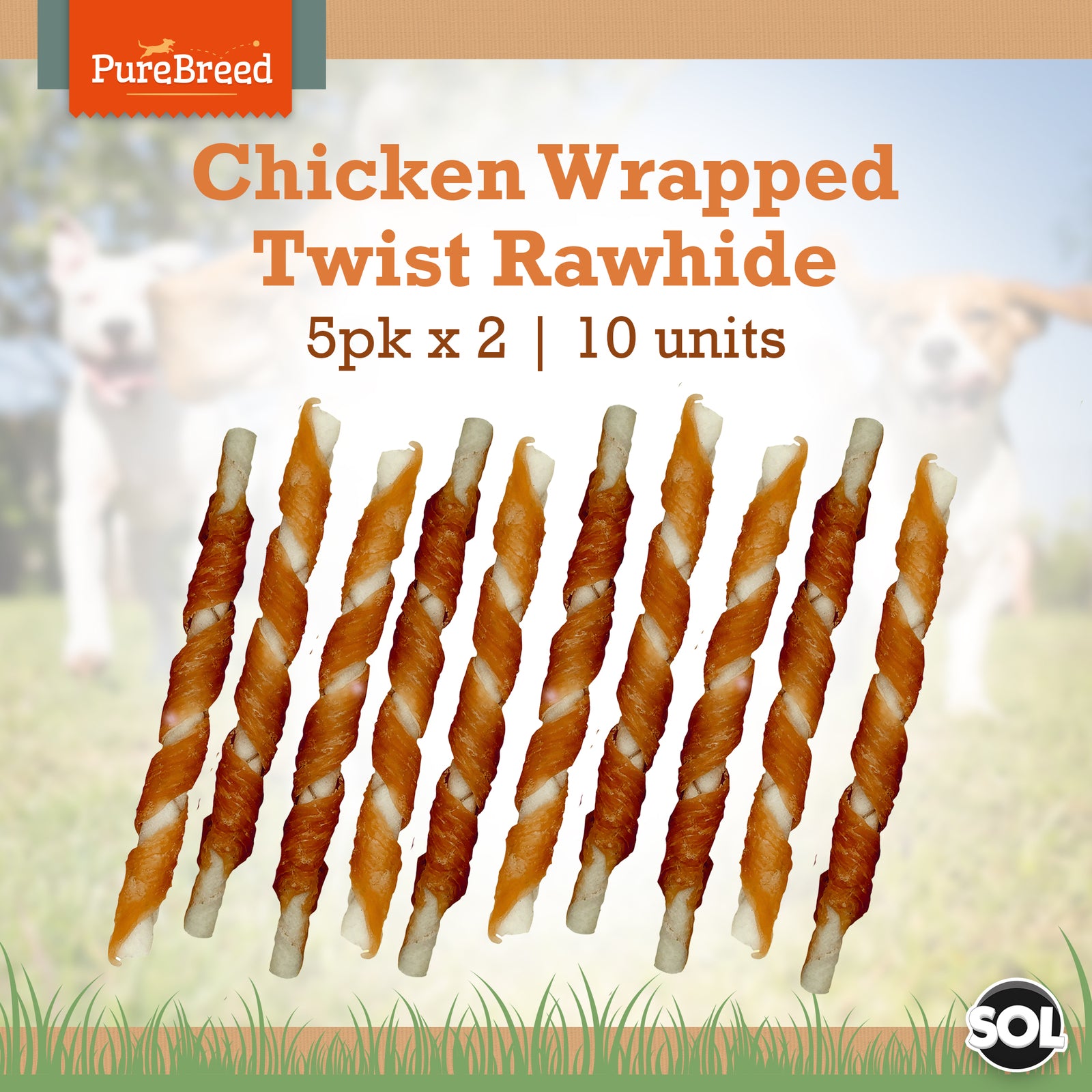 10Pk Dog Chews Treats Rawhide Twists Sticks Wrapped in Chicken Meat Healthy Food