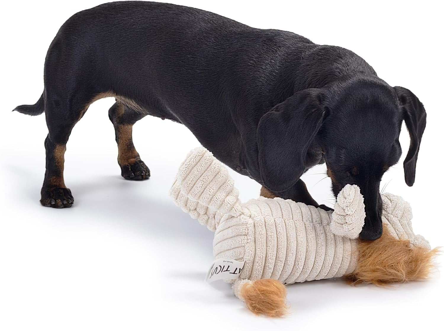 Brown Lion Plush Dog Toy with Squeaker – Soft, Ribbed Design for Playtime Fun. Great for Small and Medium Dogs Looking for an Exciting, Squeaky Toy for Interactive Play.