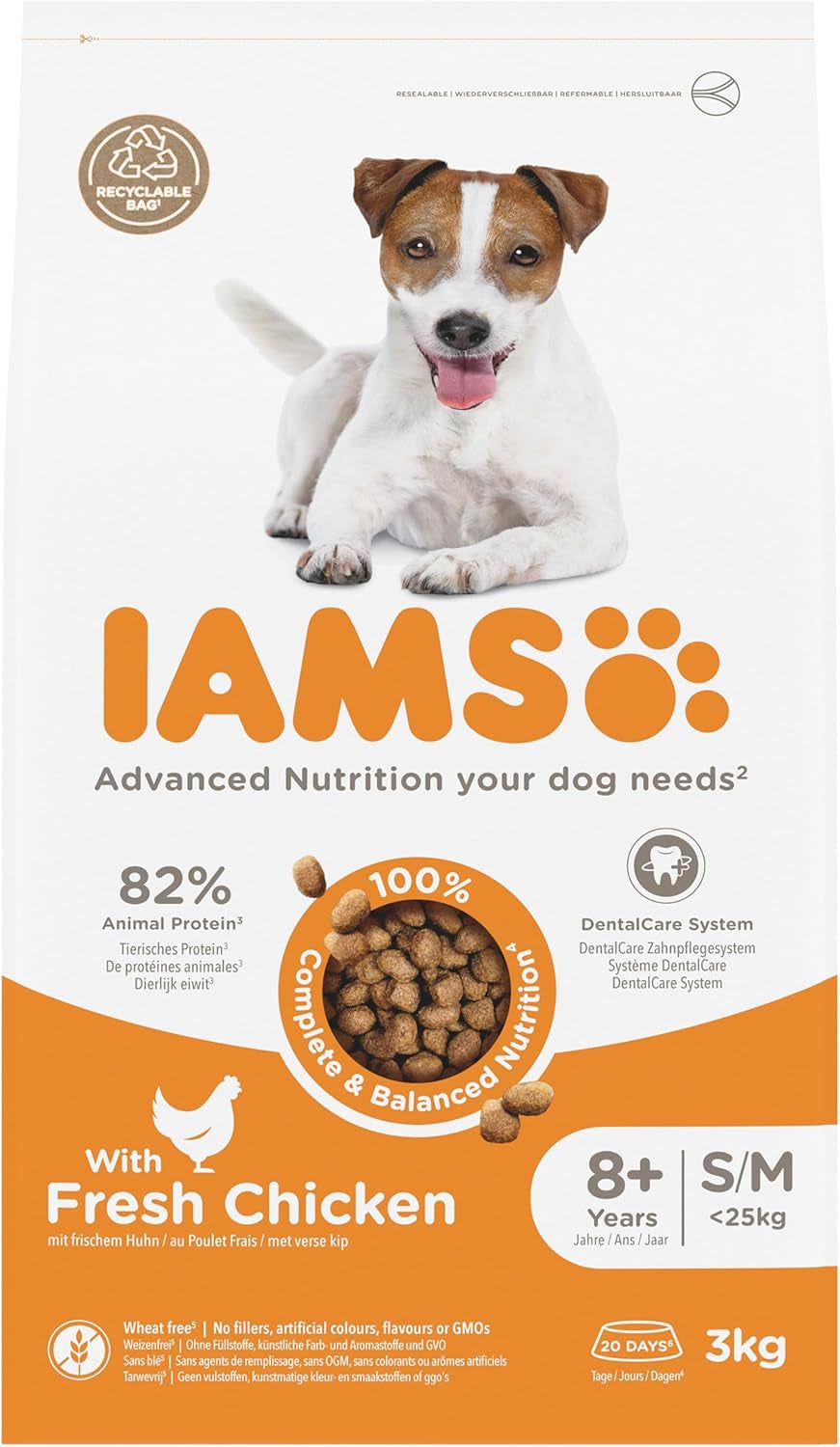 Senior Small Medium Complete Dry Dog Food Chicken 3Kg - with Dentalcare System