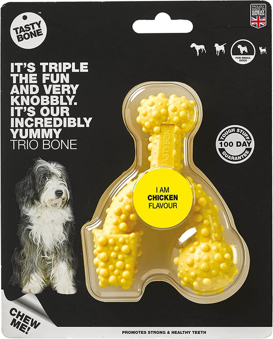 Tastybone Triobone Nylon Dog Chew Toy for Small Dogs (Chicken) - Indestructible for Aggressive Chewers, Everlasting Flavour, Strong Healthy Teeth, Made in the UK