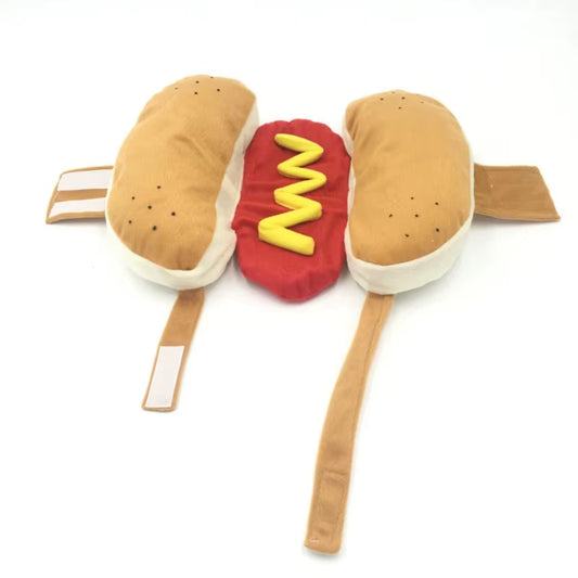 Dog Funny Halloween Costumes Hot Dog Shaped Dachshund Sausage Adjustable Clothes Pet Apparel Dressing up Cat Party Costume Suit