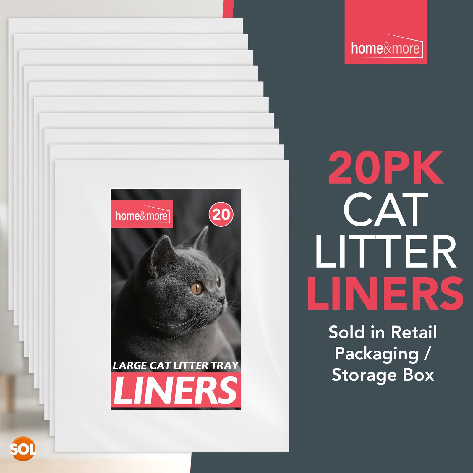 Extra Large Cat Litter Tray Liners 56X70Cm Bags Pack Kitten Hygienic Disposable