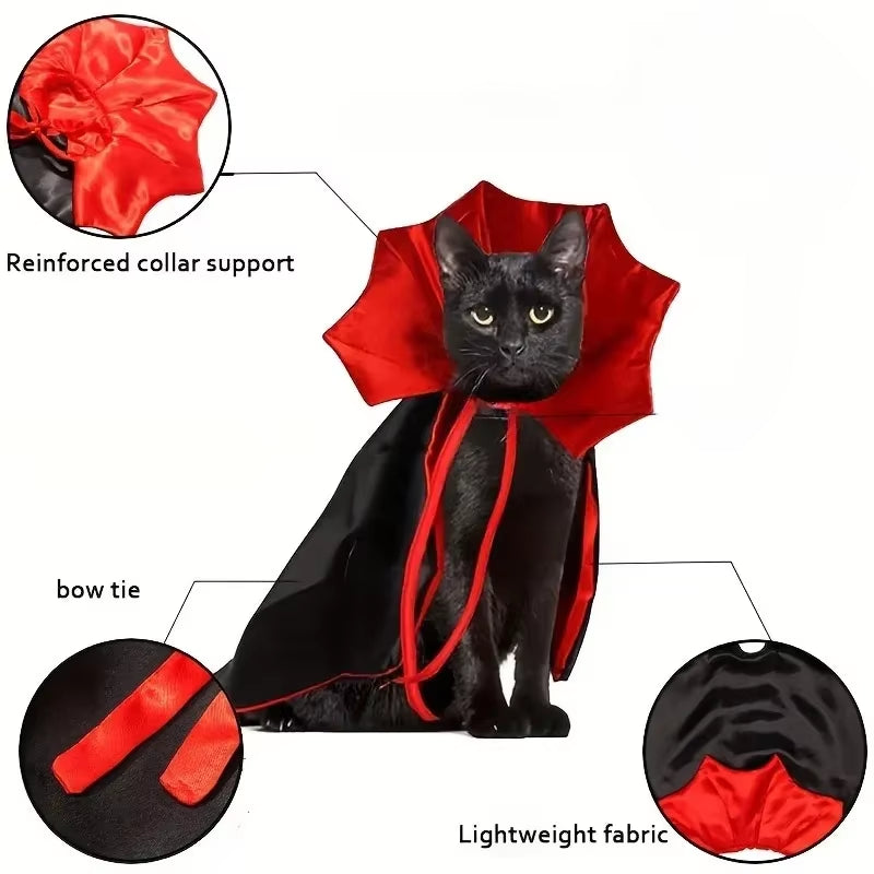 Spooky Halloween Vampire Couture for Cats Perfect Parties and Festivals Halloween Cloak Hat Festival Set Dress up Pet Clothes