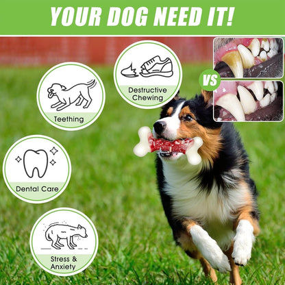 Dog Toys for Aggressive Chewers, Indestructible Dog Toys for Large Dogs, Real Bacon Flavored, Dog Bones for Medium/Large Breed Dogs, Dog Chew Toys to Keep Them Busy