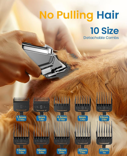 Oneisell Dog Clippers for Grooming for Thick Heavy Coats/Low Noise Rechargeable Cordless Pet Shaver with Stainless Steel Blade/Waterproof Dog Shaver for Dogs Pets and Animals