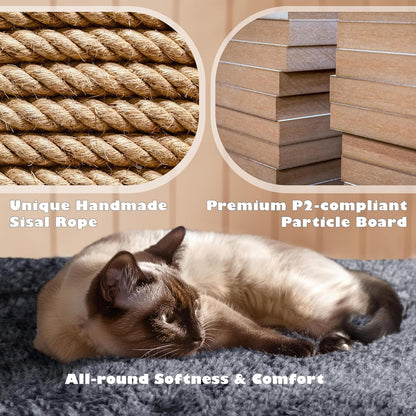 138.5Cm Cat Tree Tower Scratching Posts Multilevel Cat Climbing House with Condos & Ladder Pet Activity Centre for Indoor Kittens, Dark Grey