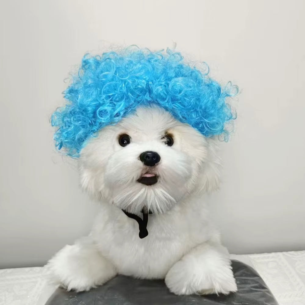 Creative Funny Pet Wig Adjustable Afro Design Dog Wig Elastic Band Design Cat Wig Pet Cosplay Props Photography Prank Gifts
