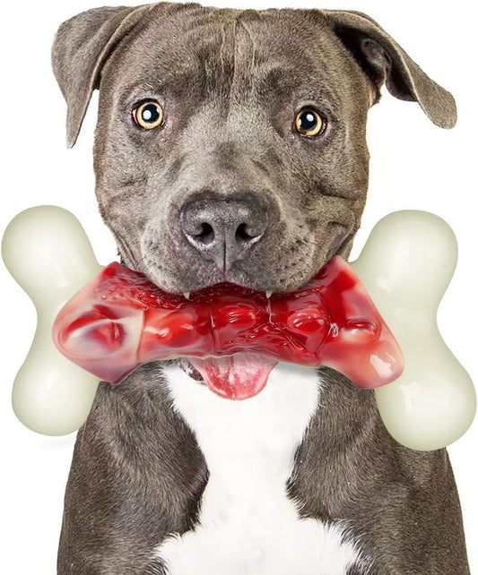 Dog Toys for Aggressive Chewers, Indestructible Dog Toys for Large Dogs, Real Bacon Flavored, Dog Bones for Medium/Large Breed Dogs, Dog Chew Toys to Keep Them Busy