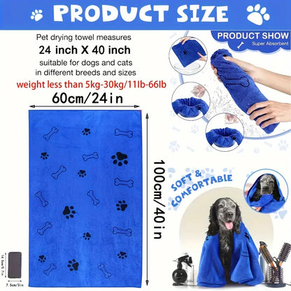 Dog Towel Drying Dog Cat Pet Towel, Puppy Microfiber Quick-Drying Dog Claw Bath Towel, Pet Bath Products Absorbent Medium Dog