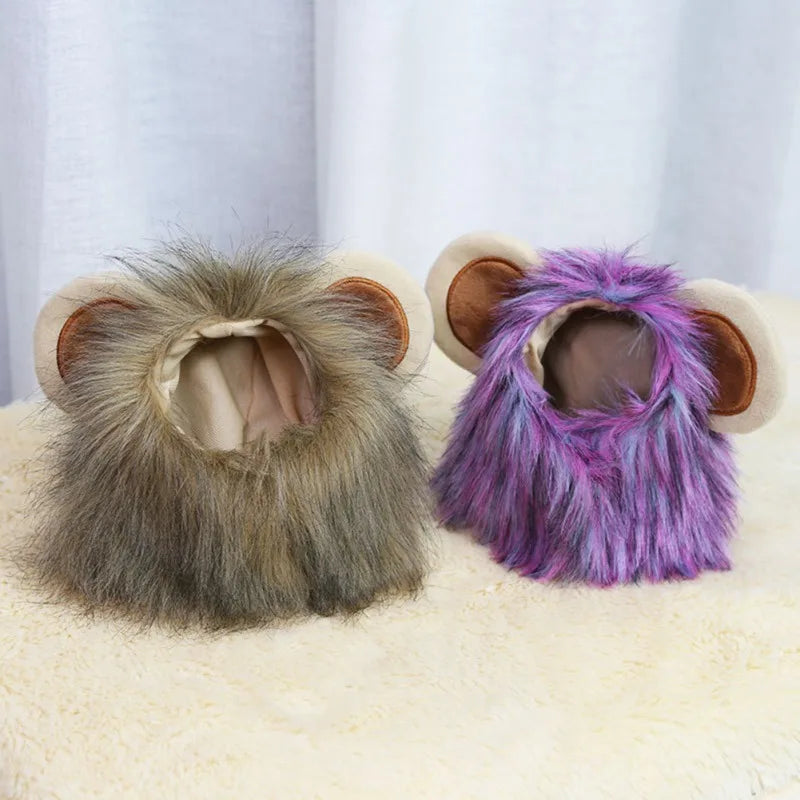 Halloween Pet Dog Lion Mane Wig Hair Christmas Dog Wig Hair Costume Fancy Party Dress Cosplay Funny Hat Cap Pet Dress Up