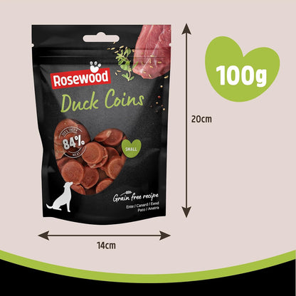 Duck Coins for Dogs - Made with Real Meat, Rawhide Free Chews, Grain Free, High Protein, Small Dog Treats, Great for Training (100G)