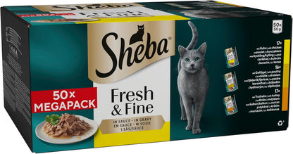 Sheba Cat Wet Food - Fresh and Fine - Cat Pouches Poultry in Gravy - 50 X 50 G Pack