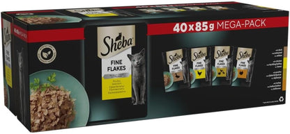 Sheba Fine Flakes in Jelly – Poultry Collection – Wet Cat Food Pouches for Adult