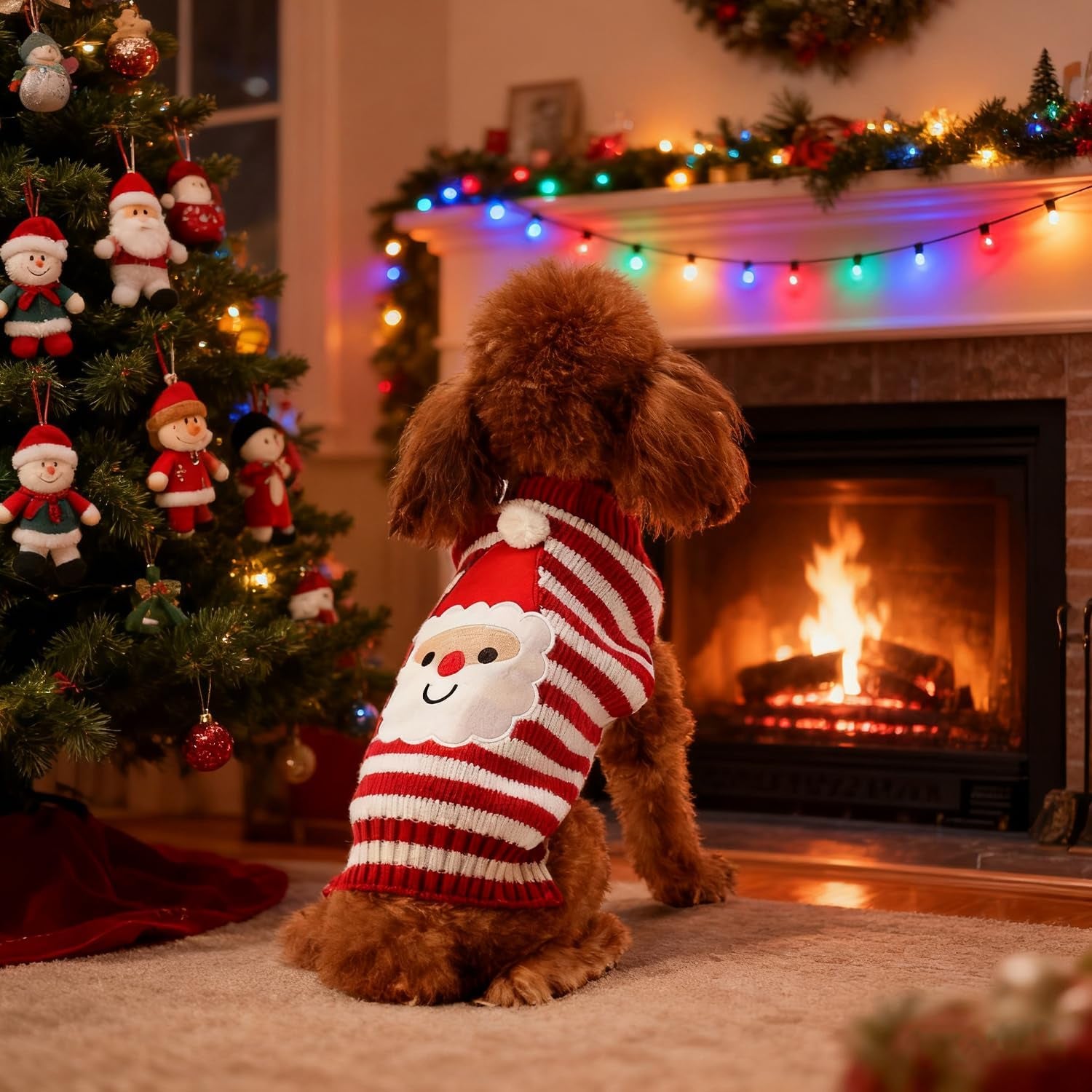 Christmas Dog Sweater Holiday Knitwear Warm Pet Clothes for Medium Large Dogs and Cats(L-1Pc)
