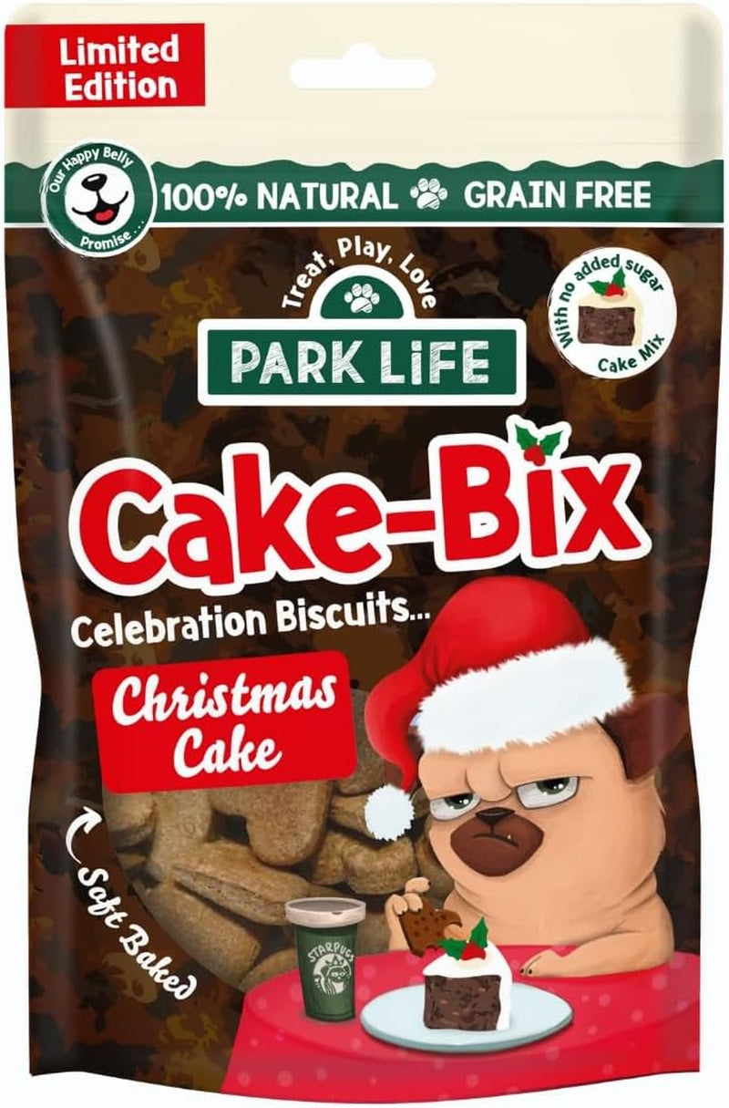 PARK Life - Cake-Bix, Festive Christmas Cake Flavour Dog Treats, Seasonal Snack, Nutritious Snack, 8 X 100G Convenient Pouches