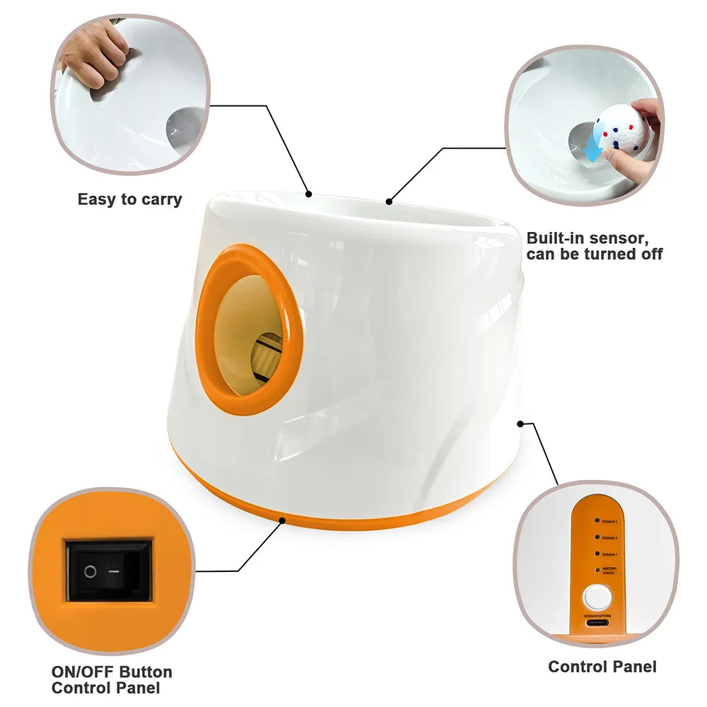 Automatic Dog Ball Launcher Indoor/Outdoor Interactive Dog Toy for Throwing and Playtime Includes 3 Balls and Data Cable