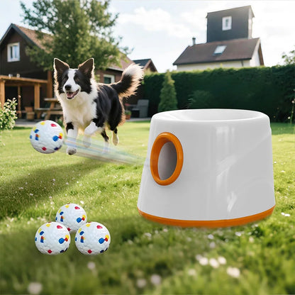 Automatic Dog Ball Launcher Indoor/Outdoor Interactive Dog Toy for Throwing and Playtime Includes 3 Balls and Data Cable