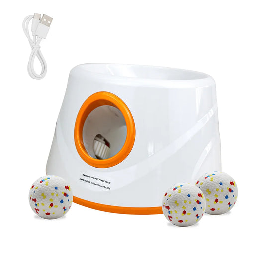 Automatic Dog Ball Launcher Indoor/Outdoor Interactive Dog Toy for Throwing and Playtime Includes 3 Balls and Data Cable