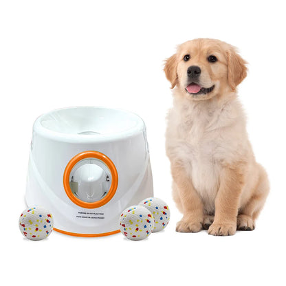 Automatic Dog Ball Launcher Indoor/Outdoor Interactive Dog Toy for Throwing and Playtime Includes 3 Balls and Data Cable
