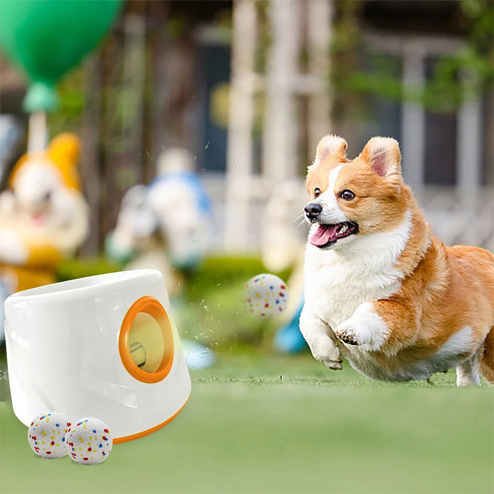 Automatic Dog Ball Launcher Indoor/Outdoor Interactive Dog Toy for Throwing and Playtime Includes 3 Balls and Data Cable