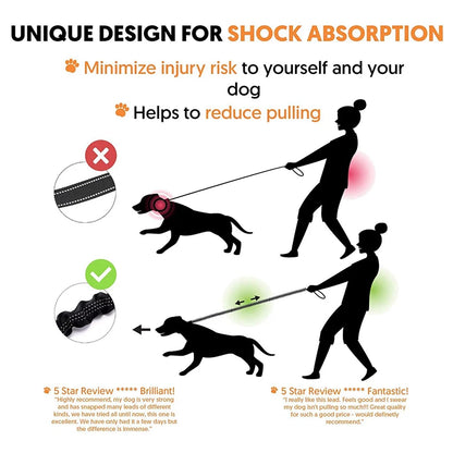 Dog Leash Elastic Reflective Pet Leashes with Padded Handle Safe Leader Rope for Dog NO Pull Walking Running Pet Accessories