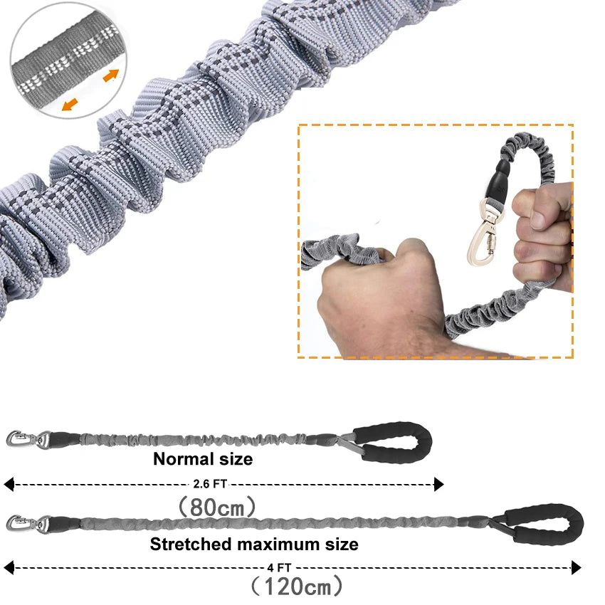 Dog Leash Elastic Reflective Pet Leashes with Padded Handle Safe Leader Rope for Dog NO Pull Walking Running Pet Accessories