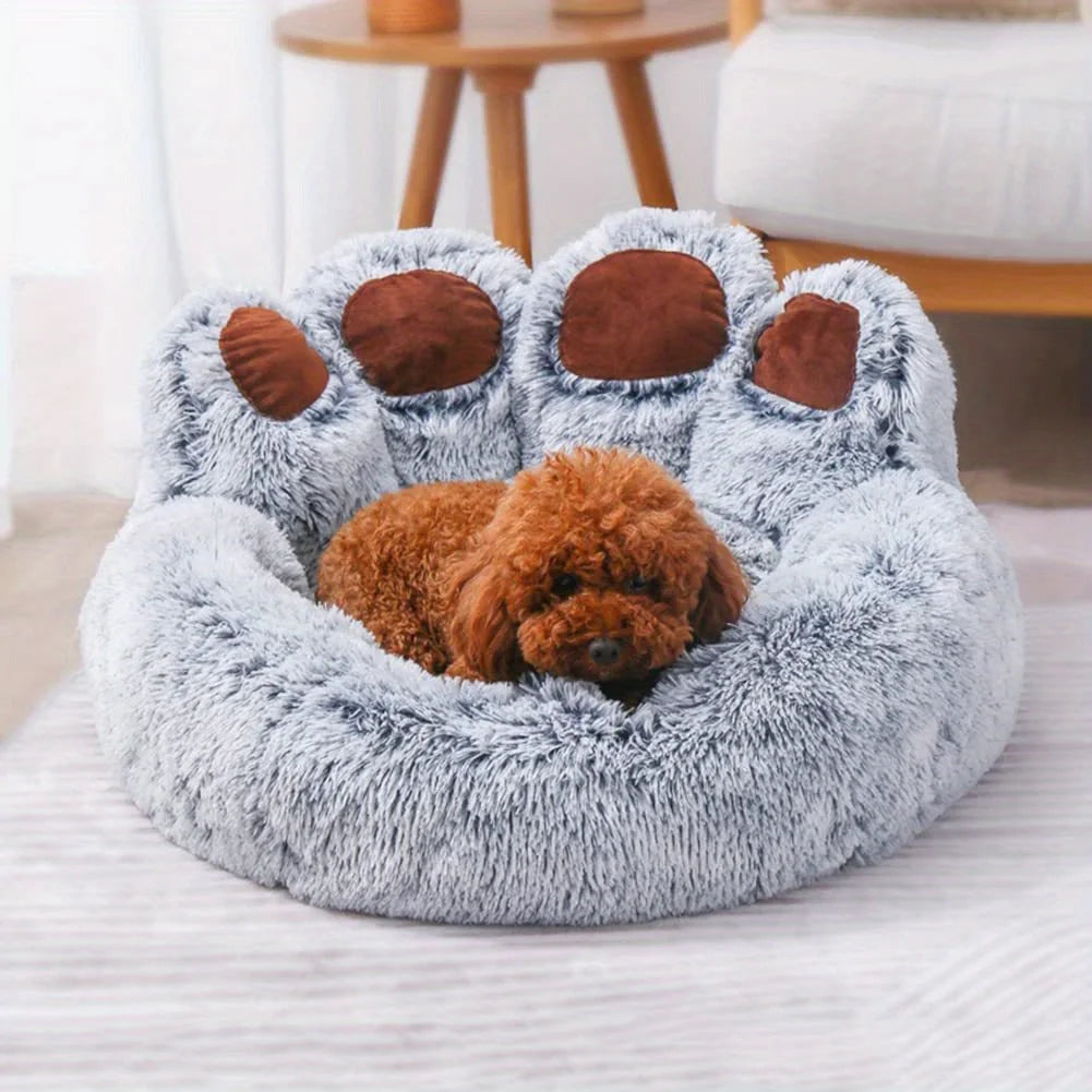 Pet Sofa Cute Bear Paw Shape Comfortable Cozy Pet Sleeping Beds for Small Medium Large Soft Fluffy Cushion Dog Bed