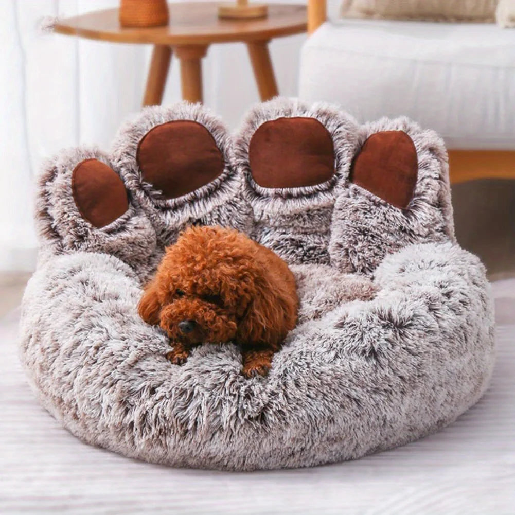 Pet Sofa Cute Bear Paw Shape Comfortable Cozy Pet Sleeping Beds for Small Medium Large Soft Fluffy Cushion Dog Bed