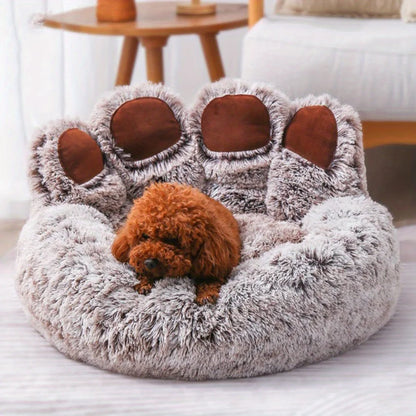 Pet Sofa Cute Bear Paw Shape Comfortable Cozy Pet Sleeping Beds for Small Medium Large Soft Fluffy Cushion Dog Bed