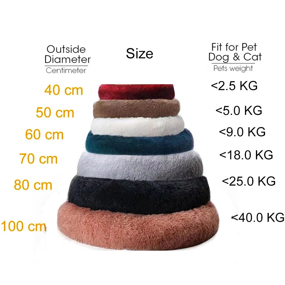 Dog & Cat Bed Donut Shaped Big Large round Basket Plush Bed