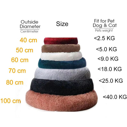 Dog & Cat Bed Donut Shaped Big Large round Basket Plush Bed