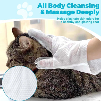 6Pcs Pet Wipes Gloves Free Cleaning Dog & Cat Wipes Puppies and Kittens Bathing Deodorization Paws Disposable Cleaning Gloves