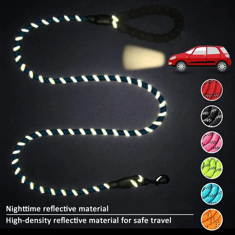 Pet Dog Leash Night Reflection Outdoor Multicolor round Rope for Big Small Medium Large Dog Drag Pull Tow Leash Dog Accessories