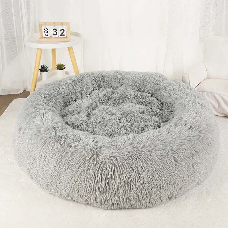 Dog & Cat Bed Donut Shaped Big Large round Basket Plush Bed