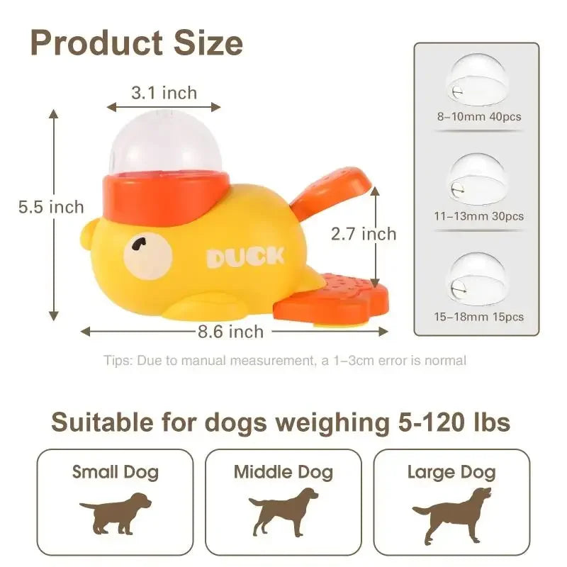 2-In-1 Interactive Dog Toy Pet Automatic Food Treat Dispenser Cartoon Duck Design Slow Food Pet Snack Feeder for Dog Training