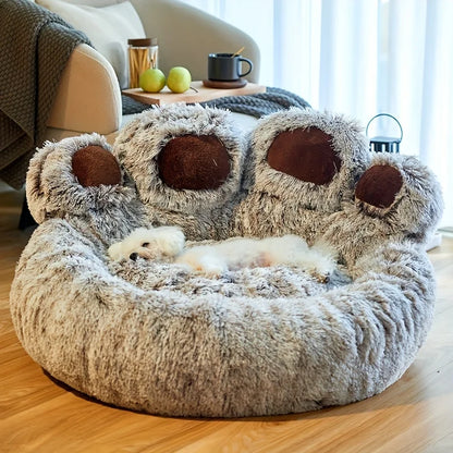 Pet Sofa Cute Bear Paw Shape Comfortable Cozy Pet Sleeping Beds for Small Medium Large Soft Fluffy Cushion Dog Bed