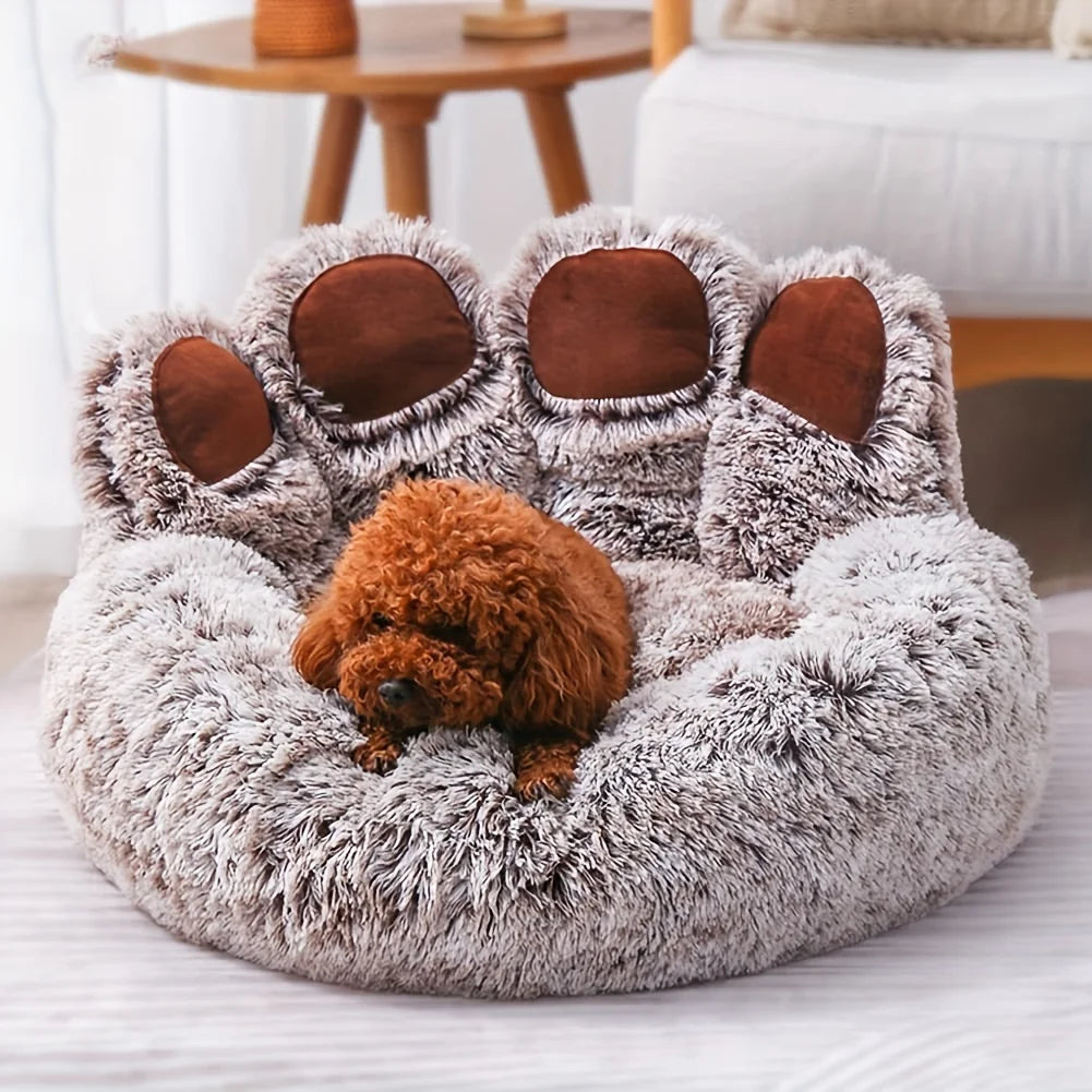 Pet Sofa Cute Bear Paw Shape Comfortable Cozy Pet Sleeping Beds for Small Medium Large Soft Fluffy Cushion Dog Bed