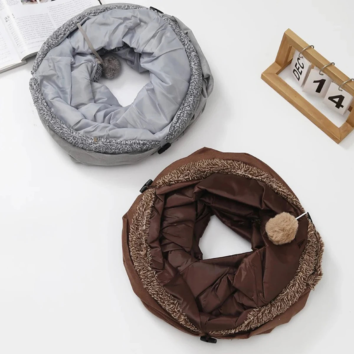 Suede Cat Tunnel for Play - Foldable, Lightweight, Rattling Cloth, Dirt-Resistant, 125/65Cm