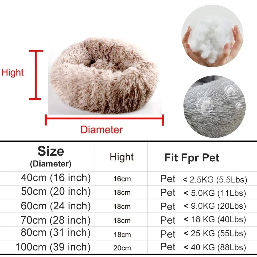 Dog & Cat Bed Donut Shaped Big Large round Basket Plush Bed