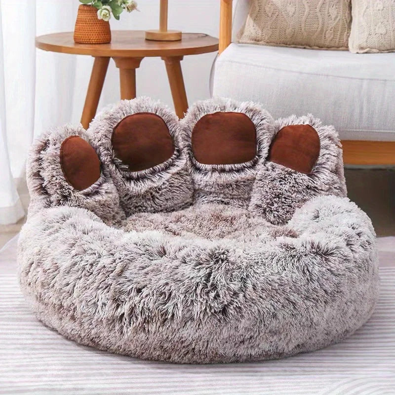 Pet Sofa Cute Bear Paw Shape Comfortable Cozy Pet Sleeping Beds for Small Medium Large Soft Fluffy Cushion Dog Bed