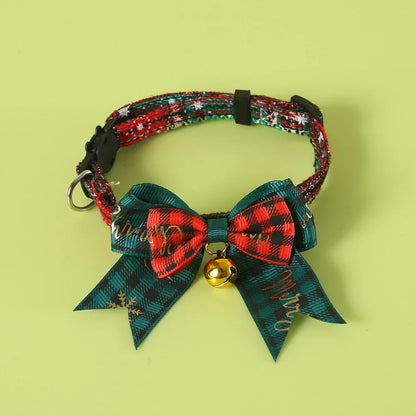 Festive Christmas Cat Bell Collar Adjustable Soft Lucky Charm Pet Accessory for Kitten Holiday Party Costume Jewelry