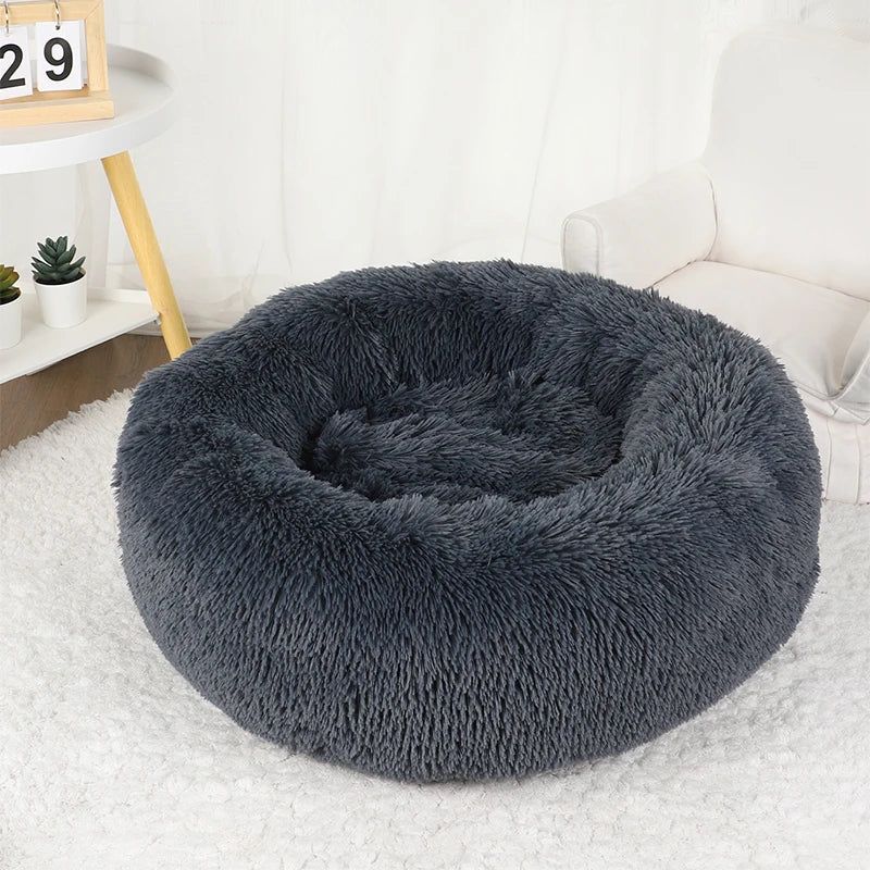 Dog & Cat Bed Donut Shaped Big Large round Basket Plush Bed