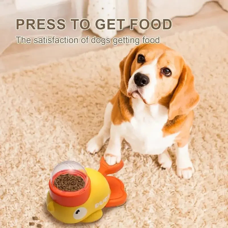 2-In-1 Interactive Dog Toy Pet Automatic Food Treat Dispenser Cartoon Duck Design Slow Food Pet Snack Feeder for Dog Training