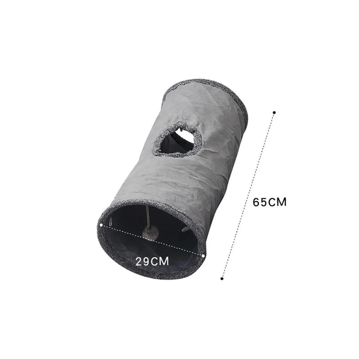 Suede Cat Tunnel for Play - Foldable, Lightweight, Rattling Cloth, Dirt-Resistant, 125/65Cm