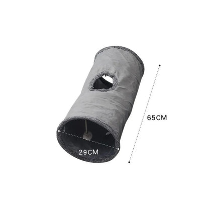 Suede Cat Tunnel for Play - Foldable, Lightweight, Rattling Cloth, Dirt-Resistant, 125/65Cm