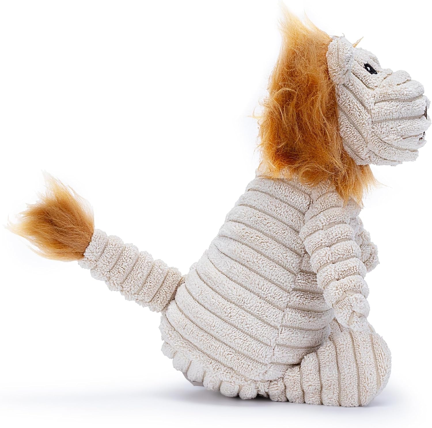 Brown Lion Plush Dog Toy with Squeaker – Soft, Ribbed Design for Playtime Fun. Great for Small and Medium Dogs Looking for an Exciting, Squeaky Toy for Interactive Play.